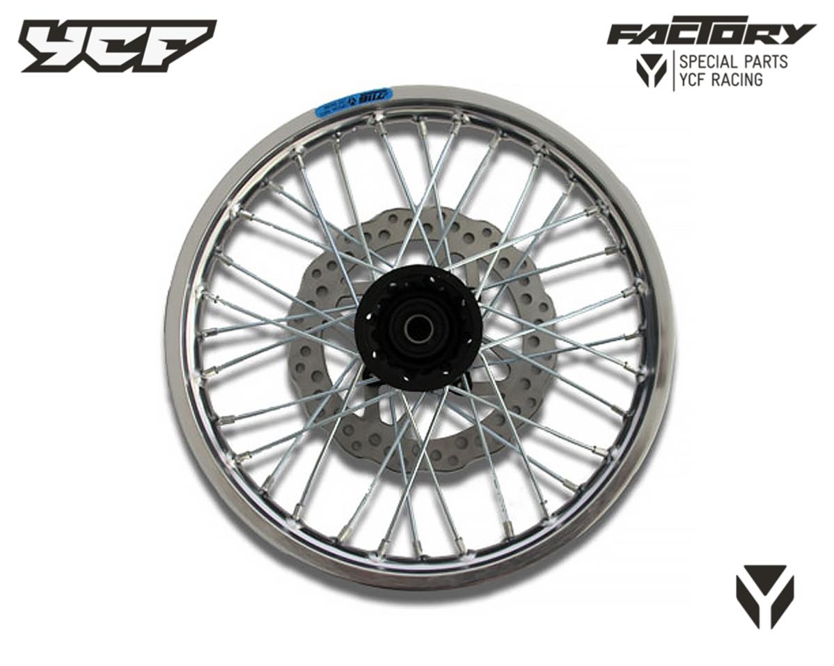 ROUE AVANT ALU 1.4X14' - MOYEU CNC NOIR / CERCEAU SILVER