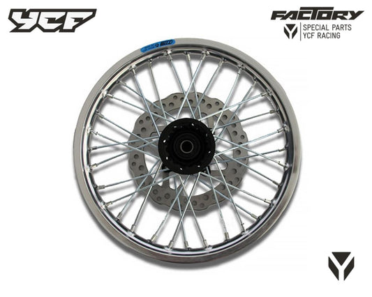 ROUE AVANT ALU 1.4X14' - MOYEU CNC NOIR / CERCEAU SILVER